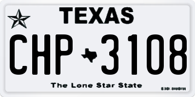 TX license plate CHP3108