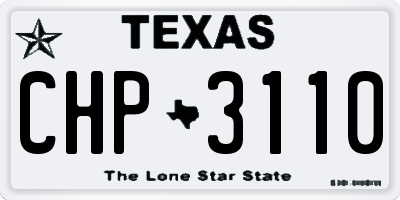 TX license plate CHP3110