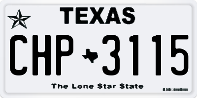 TX license plate CHP3115