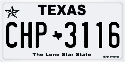 TX license plate CHP3116