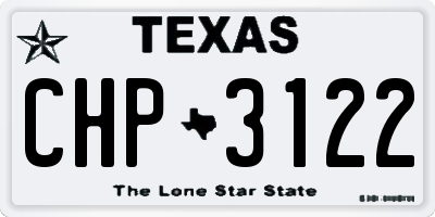 TX license plate CHP3122