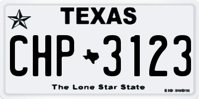 TX license plate CHP3123