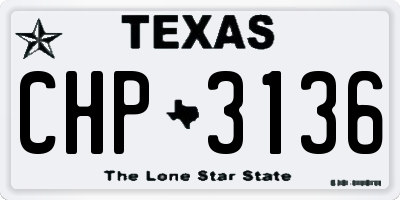 TX license plate CHP3136