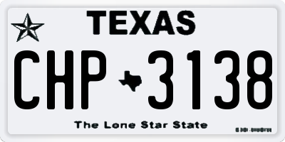TX license plate CHP3138