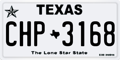 TX license plate CHP3168
