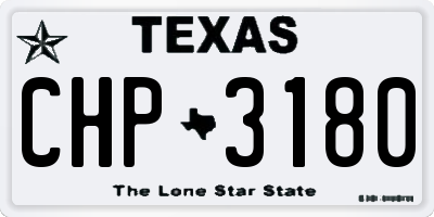 TX license plate CHP3180