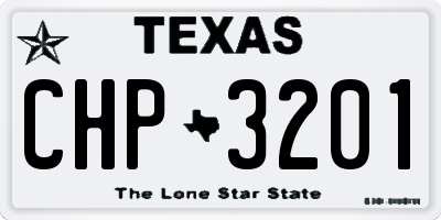 TX license plate CHP3201