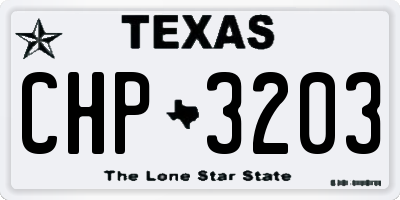TX license plate CHP3203
