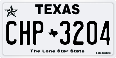 TX license plate CHP3204