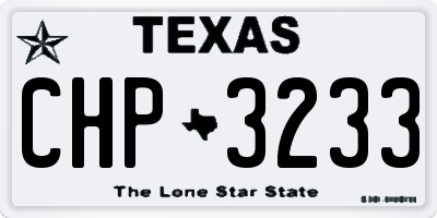 TX license plate CHP3233