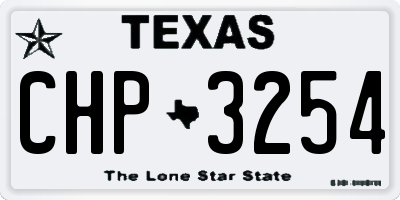 TX license plate CHP3254