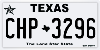 TX license plate CHP3296