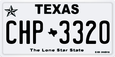 TX license plate CHP3320