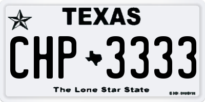 TX license plate CHP3333