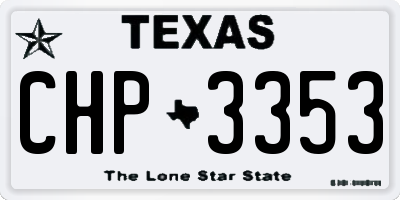TX license plate CHP3353