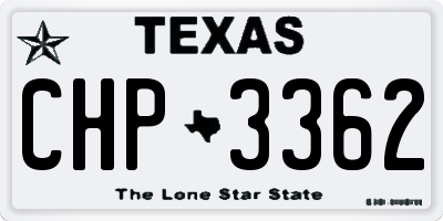 TX license plate CHP3362