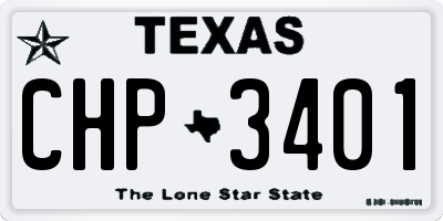 TX license plate CHP3401