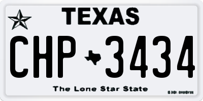 TX license plate CHP3434