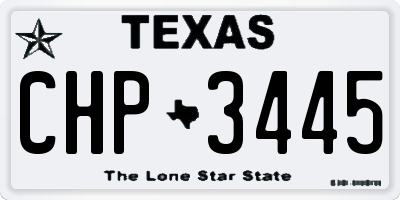 TX license plate CHP3445