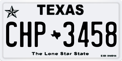 TX license plate CHP3458