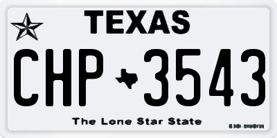TX license plate CHP3543
