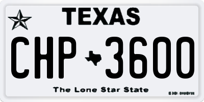 TX license plate CHP3600