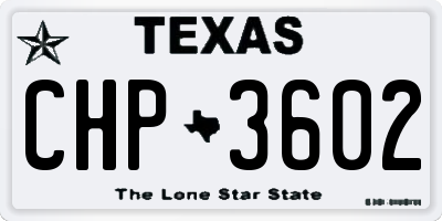 TX license plate CHP3602