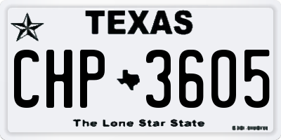 TX license plate CHP3605