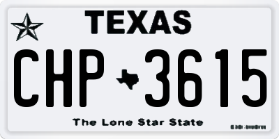 TX license plate CHP3615