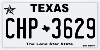 TX license plate CHP3629