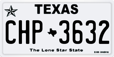TX license plate CHP3632