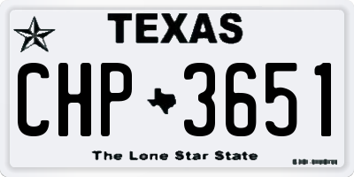 TX license plate CHP3651