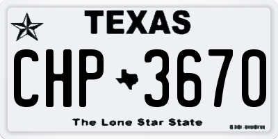 TX license plate CHP3670