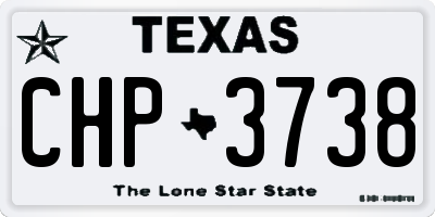 TX license plate CHP3738