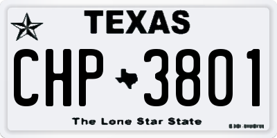 TX license plate CHP3801