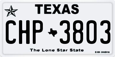 TX license plate CHP3803