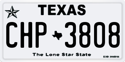 TX license plate CHP3808
