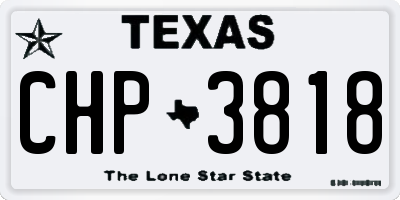 TX license plate CHP3818