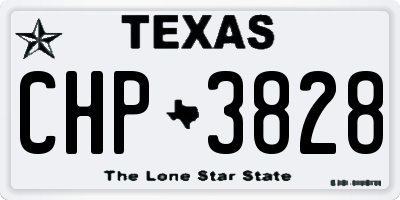 TX license plate CHP3828
