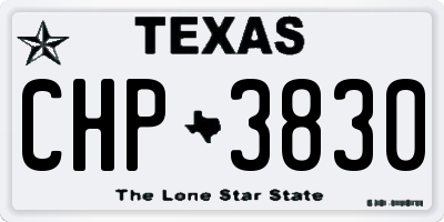TX license plate CHP3830