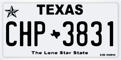 TX license plate CHP3831