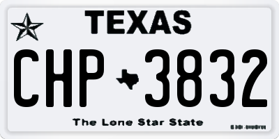 TX license plate CHP3832