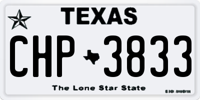 TX license plate CHP3833