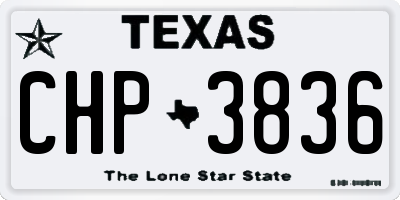 TX license plate CHP3836