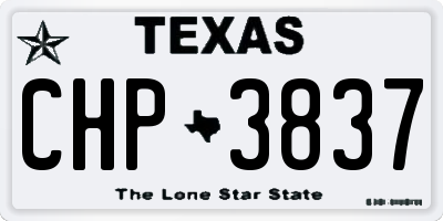 TX license plate CHP3837