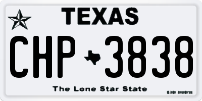 TX license plate CHP3838