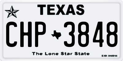 TX license plate CHP3848
