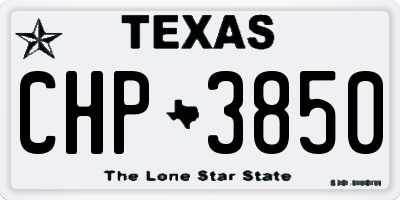 TX license plate CHP3850