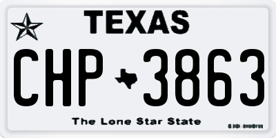 TX license plate CHP3863