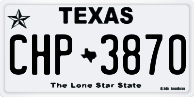 TX license plate CHP3870